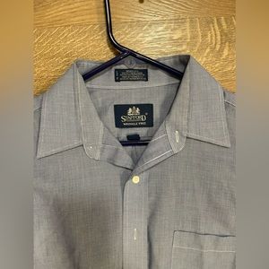 Strafford wrinkle free blue tiny check button down, 16 inch neck